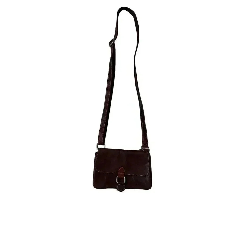Jack Georges Brown Leather Crossbody Bag Adjustable Strap